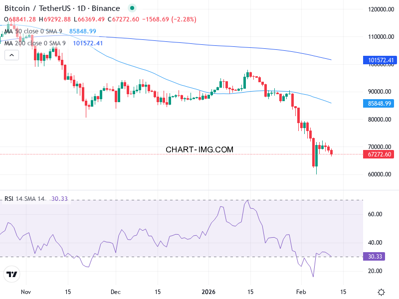Bitcoin Teknisk Analys BTC/USD - 2026-02-11