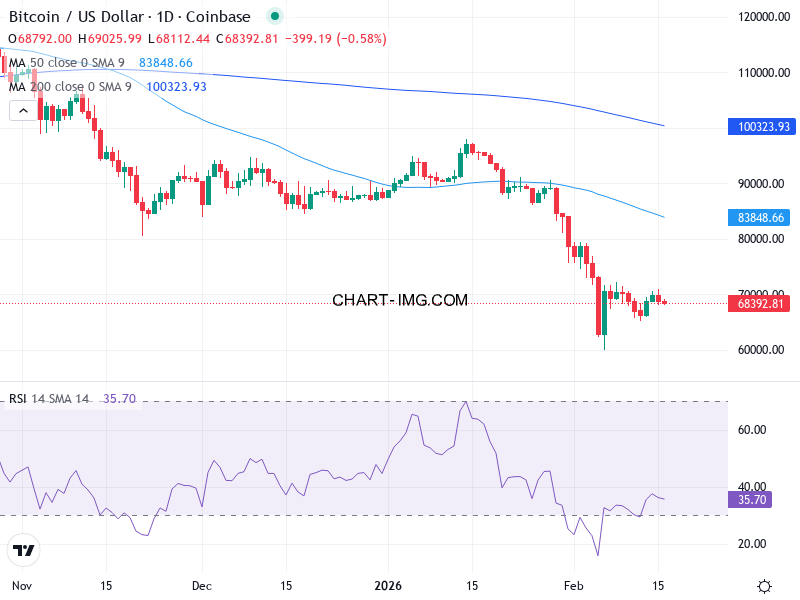 Bitcoin Teknisk Analys BTC/USD - 2026-02-16