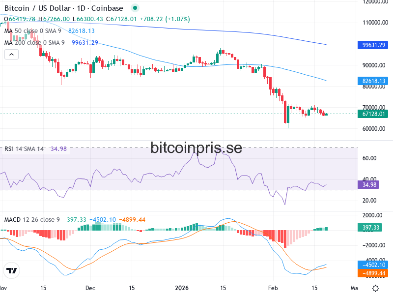 Bitcoin Teknisk Analys BTC/USD - 2026-02-19